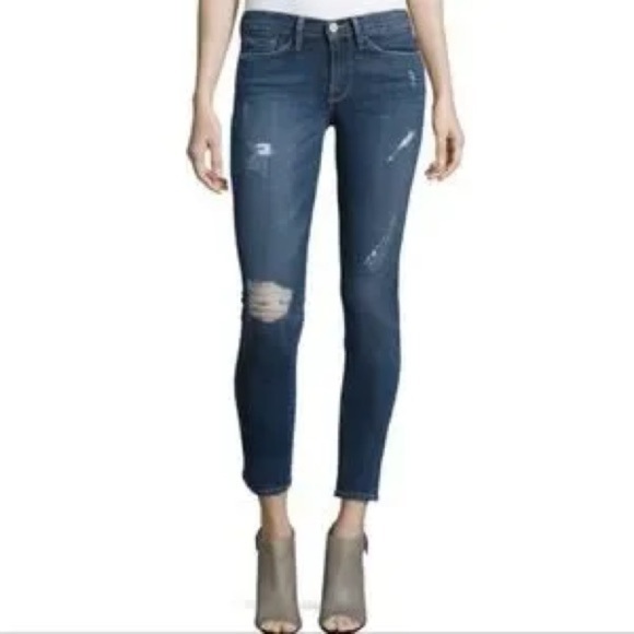 Frame Denim Le skinny de Jeanne in Larson Distressed Size: 25 - Picture 1 of 4